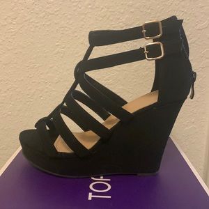 Wedges, black, size 5.5 like new, used once only very good conditions